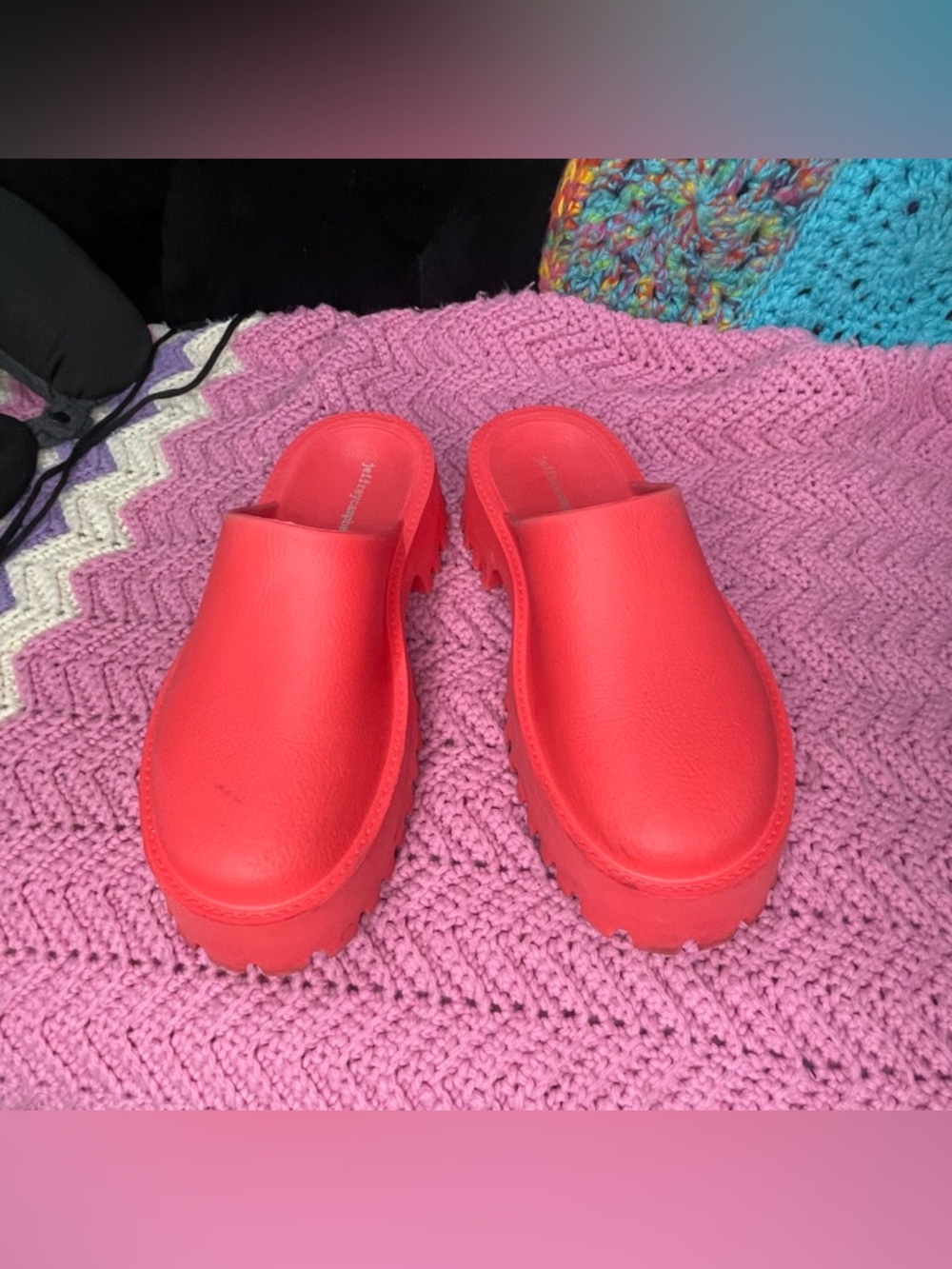 Jeffrey Campbell Clogge Platform Mule EUC Sz US 9 // 40 Pink Orange Color